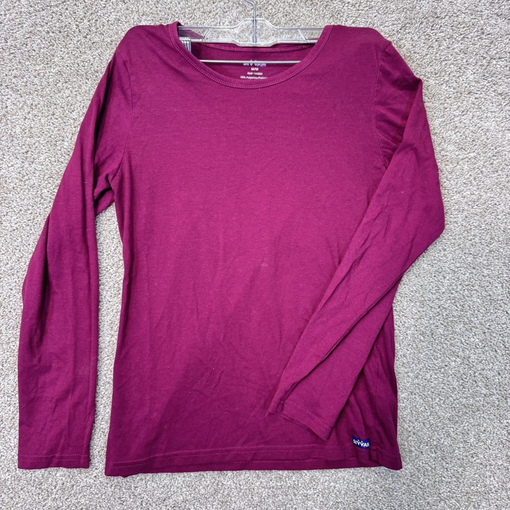 Sivvan T-Shirt Womens Medium Long Sleeve Underscrub Burgundy EUC